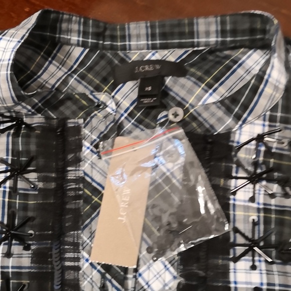 J Crew Embellished Plaid Button Down - Picture 2 of 5